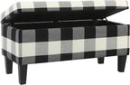 HomePop 36" Storage Ottoman Bench with Hinged Lid - Black Buffalo Plaid