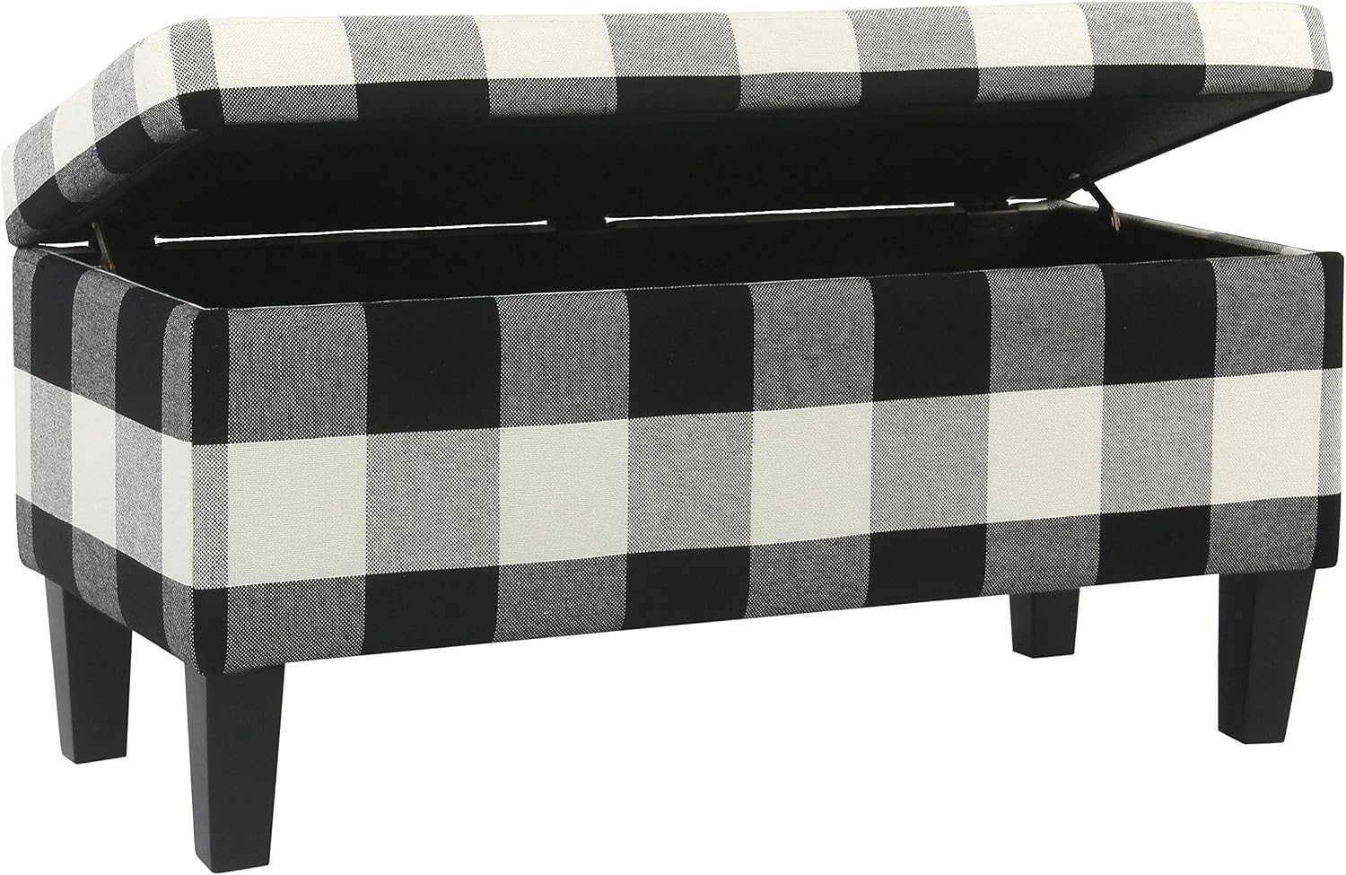 HomePop 36" Storage Ottoman Bench with Hinged Lid - Black Buffalo Plaid
