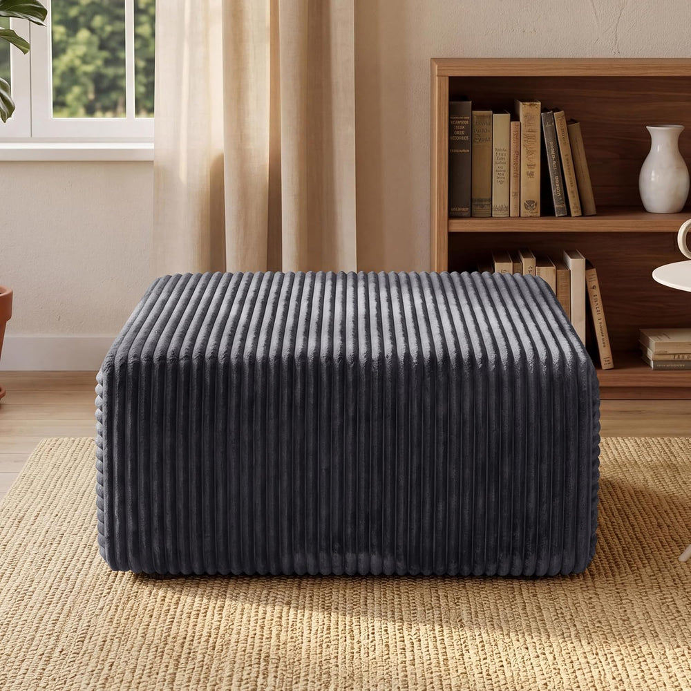 33.5'' Plush Fluffy Corduroy Ottoman for Floor Couch in a Box, Modern...