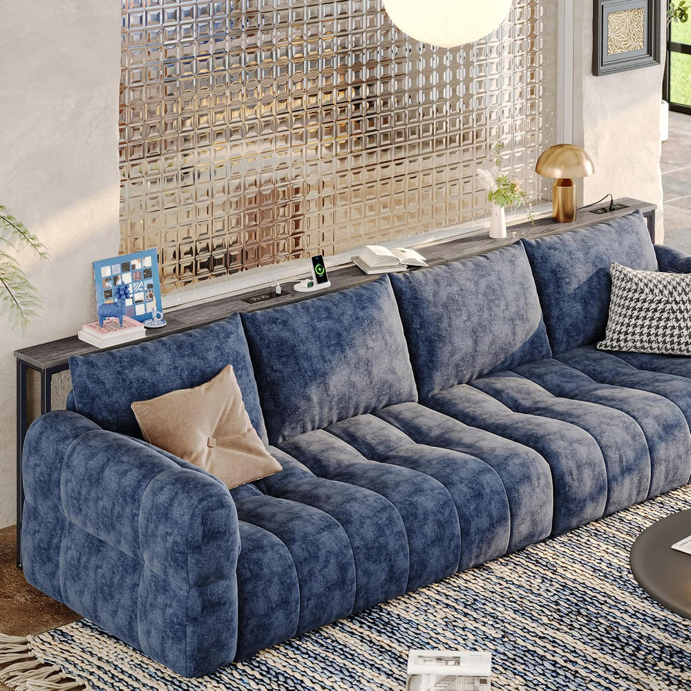 Huuger 110.2 Inch Behind Couch Table with 2 Power Outlets and USB-C Ports, Ex...