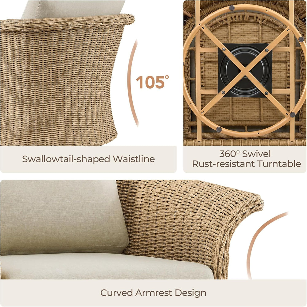 CHITA Wicker Patio Swivel Chairs with Removable Thickened Cushion, Outdoor Ra...