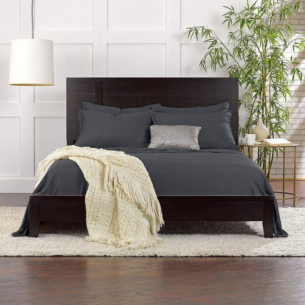 King Pillowcases by Pure Bamboo, Genuine 100% Organic Viscose Derived from Bamboo, Luxuriously Soft & Cooling, Double Stitching, Envelope Closure (2 King Pillowcases, Charcoal)