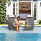 Pool Chairs Set of 2, Fade-Proof for Shallow Water with Headrest | Anti-Floating Pool lounge chairs fit 8–10in baja shelf, tanning chair, all-weather HDPS frame, non-slip build, up to 330 lbs