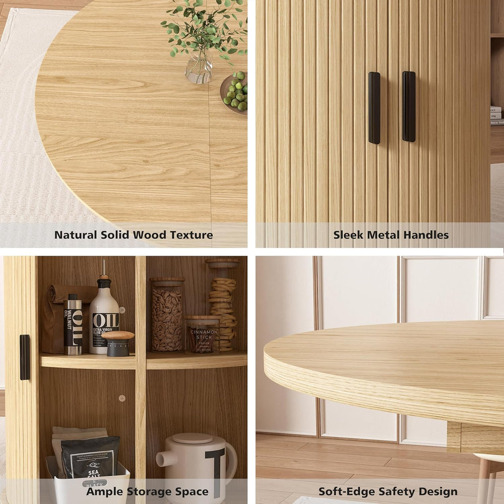 Vipbear Extendable Dining Table 43-59" for 4-6 People, Solid Wood Top wi...
