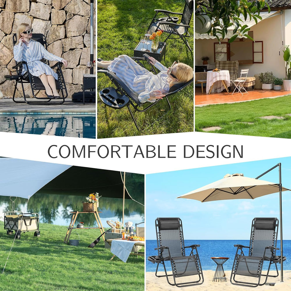 Sweetcrispy Zero Gravity Chairs Set of 2, Outdoor Folding Patio Lounge Chair ...