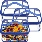 3 Packs Clear Toy Storage Bags- 9.4 x 6.7 x 4.3 Inch Transparent PVC Toy Organizing Bags with Zipper- Waterproof Toy Storage Organizer Pouch for Building Blocks, Small Toys (Blue)