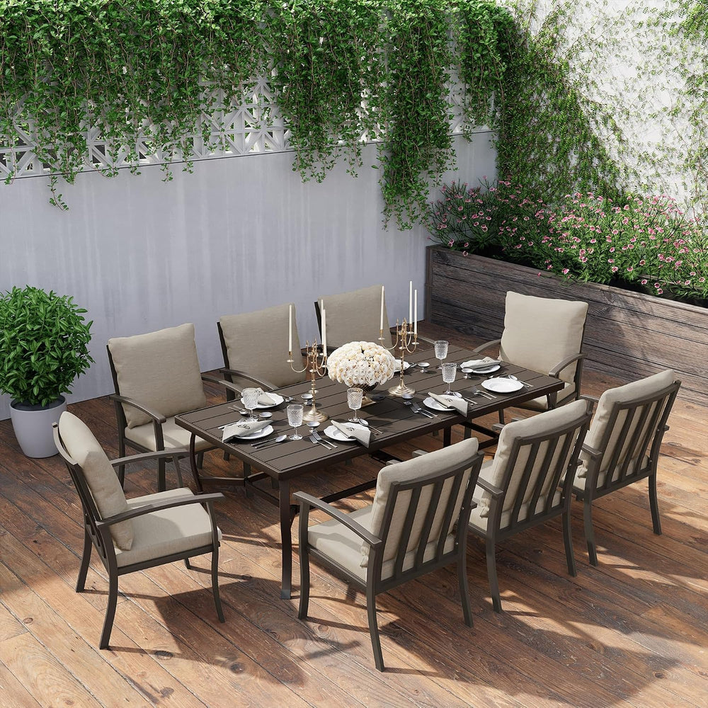 HAPPATIO Aluminum 9 Piece Patio Dining Set - Aluminum Outdoor Dining Set for ...