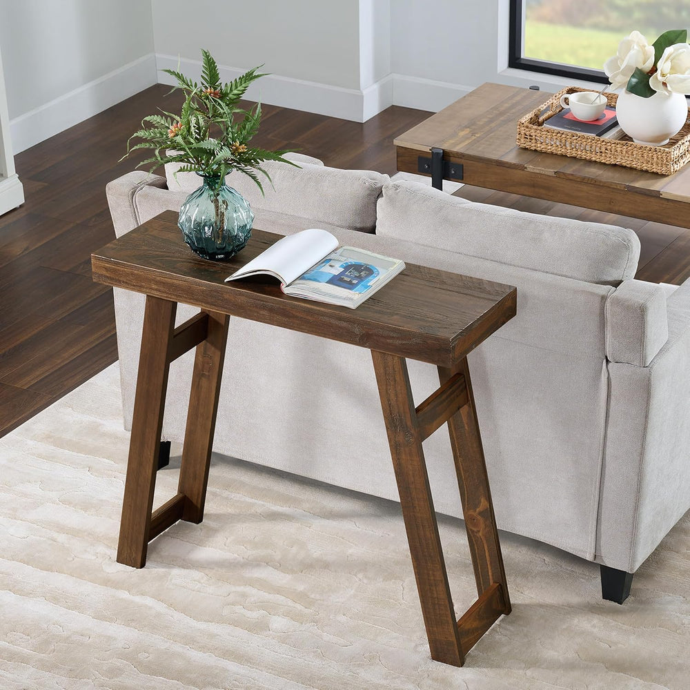 Alaterre Furniture Lawas Solid Wood Console Table, Brown, 36”x12”x32” | Moder...