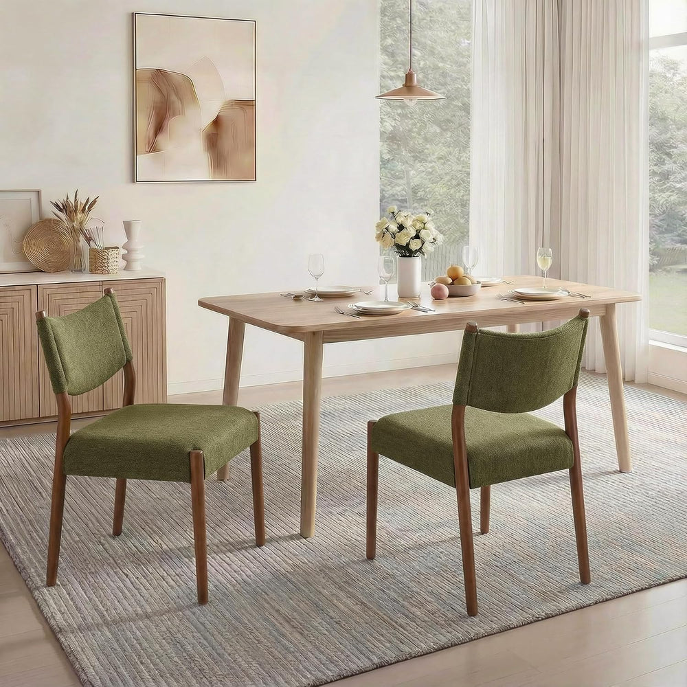 KISLOT Dining Chairs Set of 2, Ergonomic Upholstered Wood Chairs, Green | Mid...