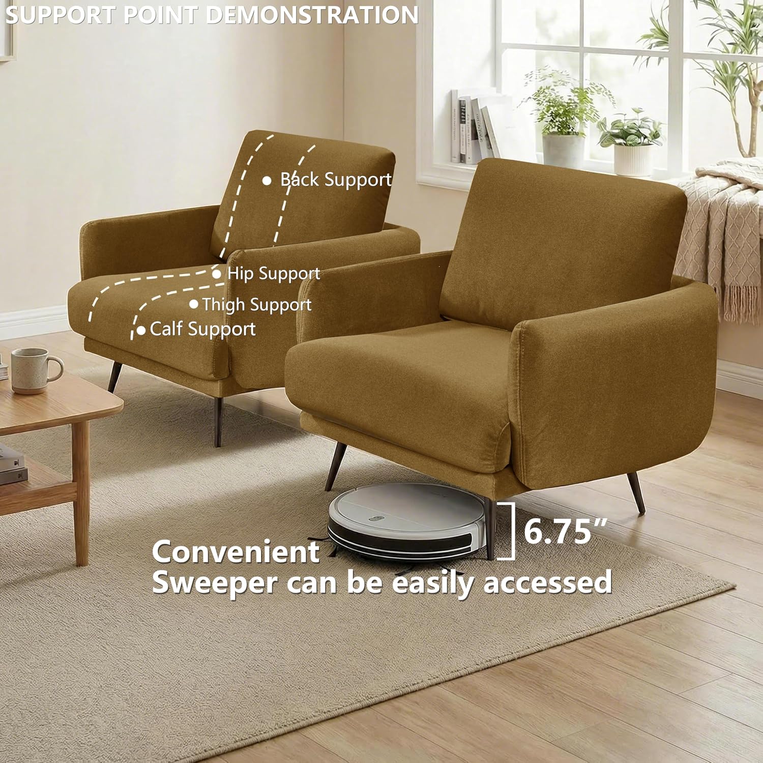 37.5” Oversized Accent Chair for Living Room, Chenille Armchair for Living Room