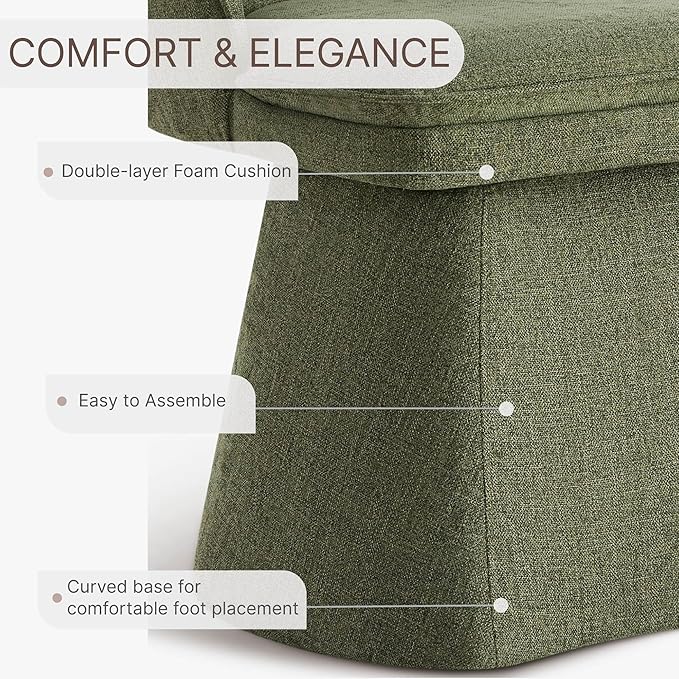 Swivel Dining Chairs Set of 2, Upholstered Mid Century Modern Deskchair with Round Back, Linen Fabric Kitchen Chairs for Dining Room, Bedroom, Dressing Room, Green