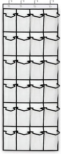 Over the Door Hanging Shoe Organizer with 24 Large Mesh Pockets - Shoes Holder/White