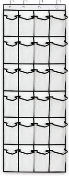 Over the Door Hanging Shoe Organizer with 24 Large Mesh Pockets - Shoes Holder/White