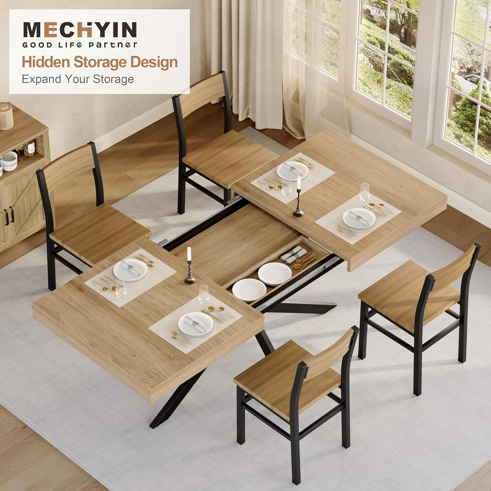 Extendable Dining Room Table for 4 6 8, 55"-70.9" Large Rectangle K...