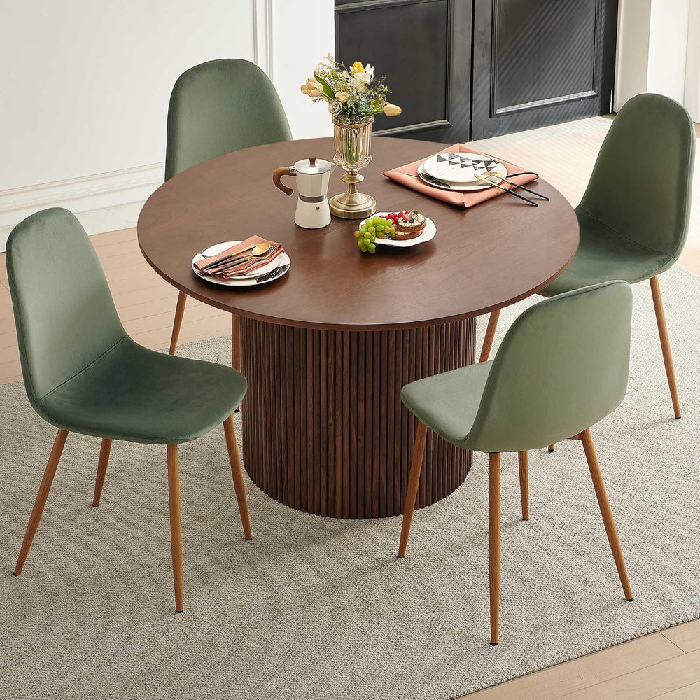 Dining Table Set for 4, Mid Century Modern 47 Inch Wooden Round Dining Table ...