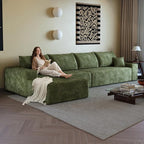 135" Oversized Compressed Sectional Sofa - 33D High-Density Foam Cloud Couch with Deep Seat - Minimalist 3-Piece Corduroy Upholstered Boneless Modular Lounge Couch | Breathable material, Full Foam, Anti-slip