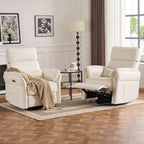 Power Recliner Rocking Chair with Adjustable Arm and Headrest,Beige Leather | Adjustable arms and headrest, storage bags, FSC certified fabric, nursing chair glider for nursery