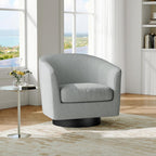 Swivel Barrel Accent Chair, Comfy Reading Armchair, Light Gray, Set of 1 | Low-Back Design | 360° Swivel | Solid Wood Frame | High-Density Foam Seat | Modern Round Style | For Living Room & Bedroom