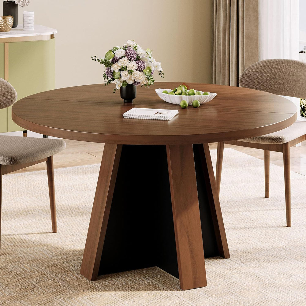 iPormis 47-Inch Round Dining Table for 4-6 People, Modern Wooden Kitchen Tabl...