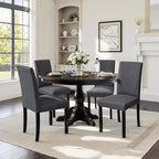 CHUN YI Upholstered Dining Chairs Set of 6, Fabric Dining Room Chairs with Solid Wood Legs, Modern Parson Chairs for Kitchen, Restaurant, Hotel, Dark Gray