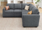 HONBAY Modular Sectional Sleeper Sofa with Pull Out Bed, Chenille L Shaped Couch with Storage Seats, Convertible Sectional Couches for Living Room, Bluish Grey