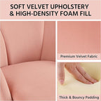 Yaheetech Flower Shape Velvet Vanity Chair, Modern Side Armchair Makeup Chair no Wheels with Golden Metal Legs for Living Room/Dressing Room/Bedroom/Home Office/Kitchen, Pink