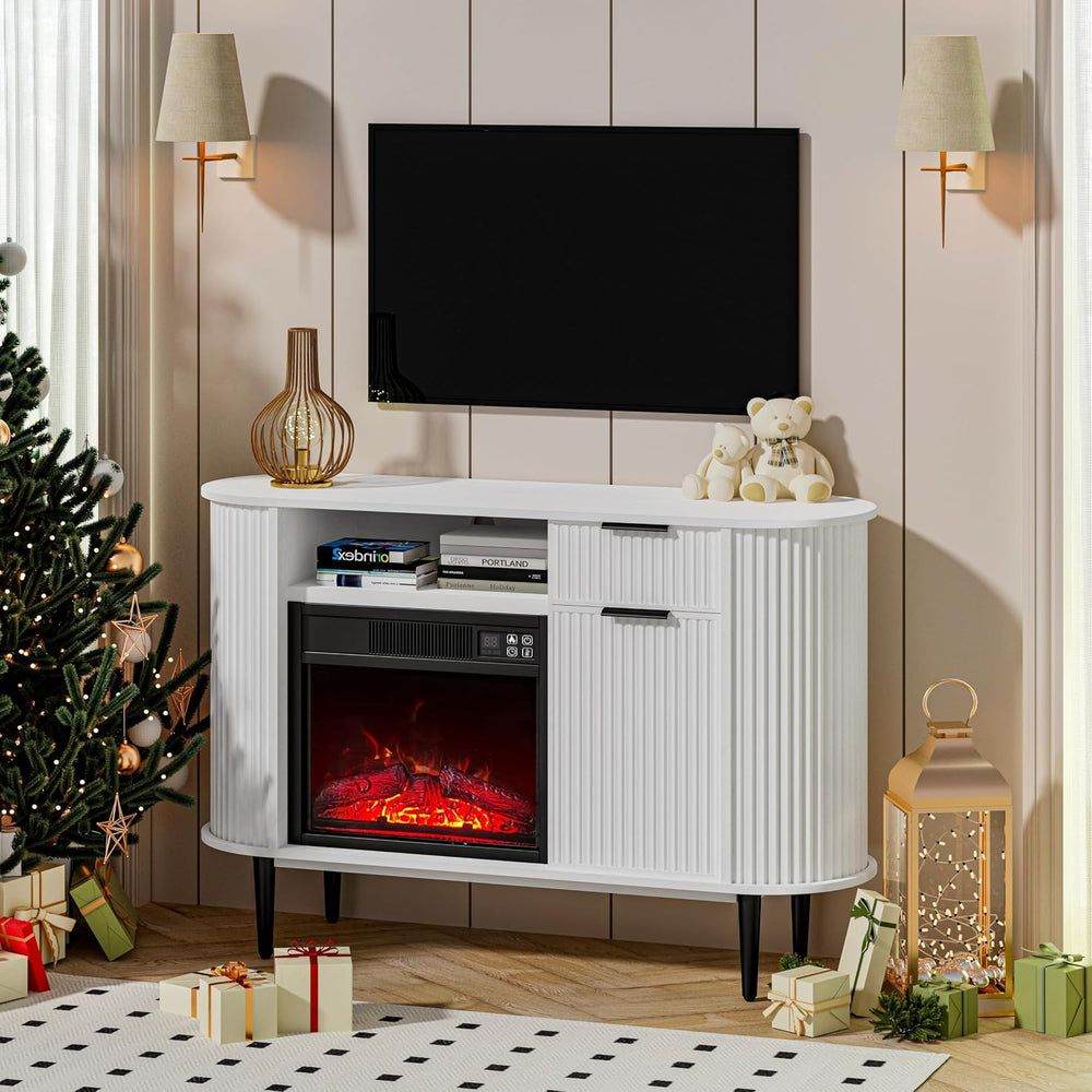 OLD CAPTAIN Electric Fireplace, 50" Electric Fireplace TV Stand, Firepla...