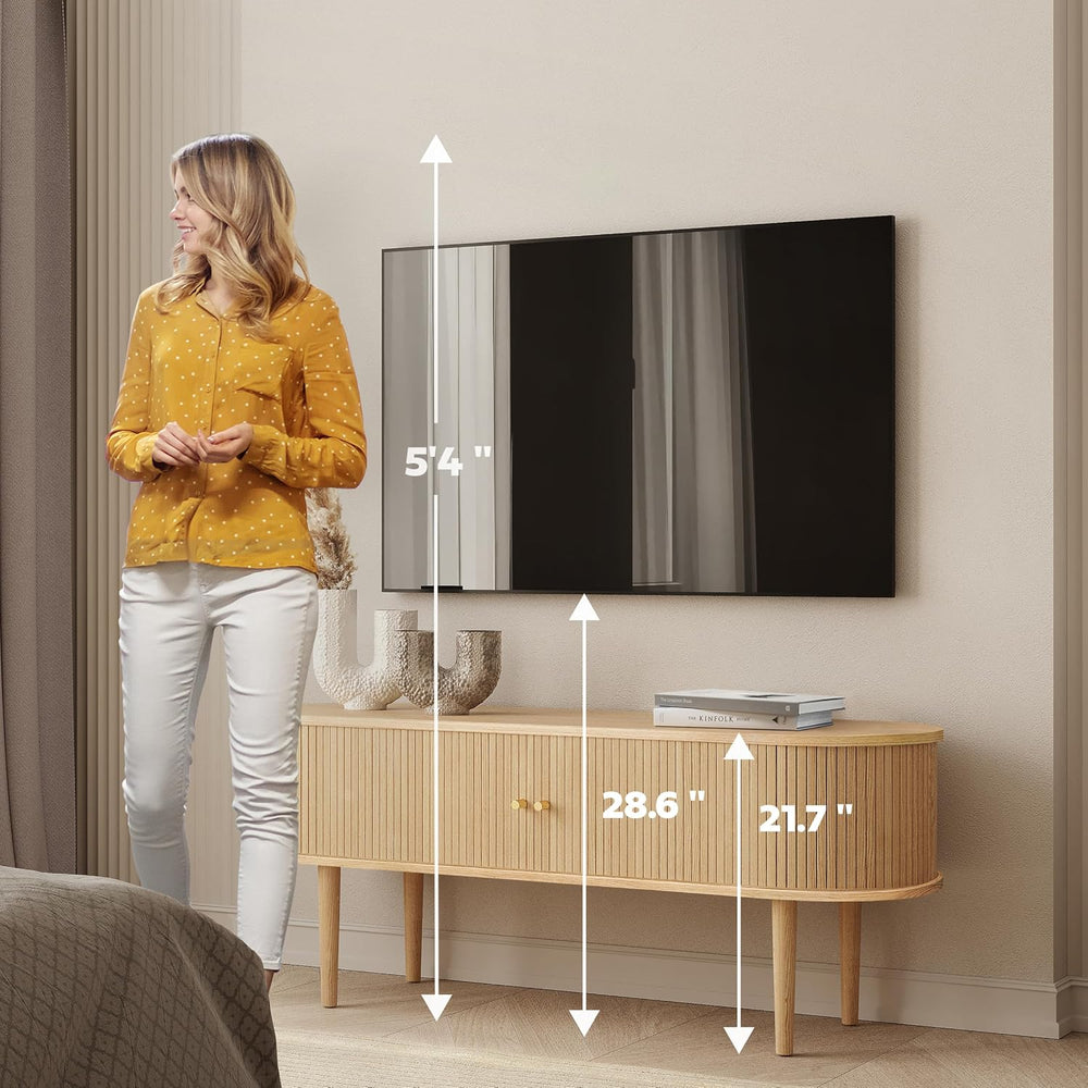 WERMO 55'' TV Stand with Storage and Shelves for 32-60 inch TV. Wood ...