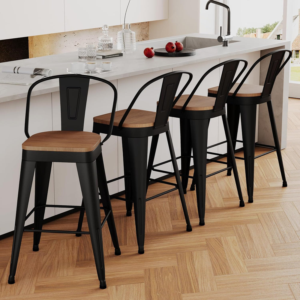 Aklaus Metal Bar Stools Set of 4,30 inch Barstools Bar Height Bar Stool with ...