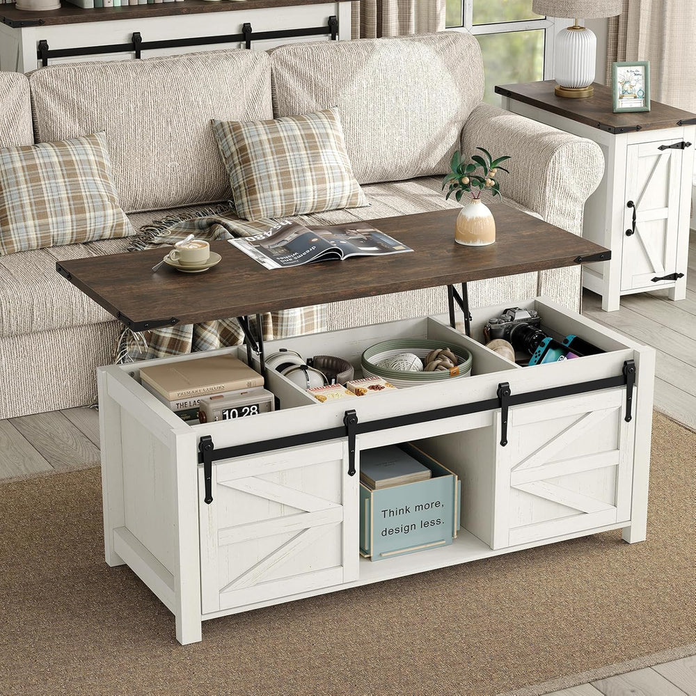 Furnihold Farmhouse CoffeeTable Set of 3, Living Room 3 Pieces Coffee Table S...