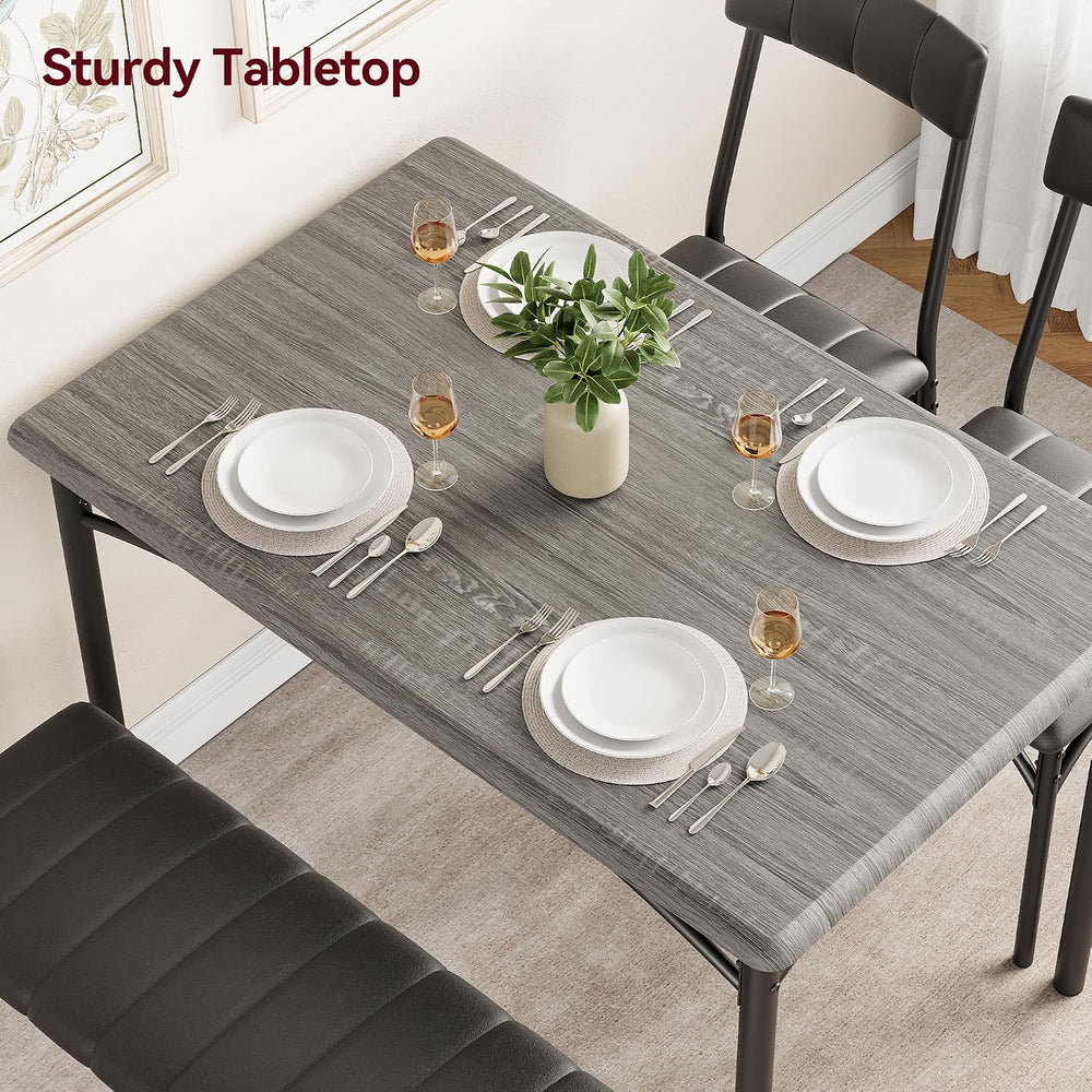 GarveeHome Dining Table Set for 4, Kitchen Table with Upholstered Chairs and ...