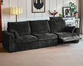 124.8'' Oversized Power Recliner Sofa with Headrest, Extra Wide Deep Modular Cloud Sectional Reclining Couch Wall Hugger, Convertible 3-Seater for RV Home Theater Living Room, Chenille, Black