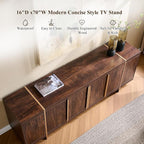OKD Modern 70" TV Stand,Entertainment Center for TVs Up to 80",TV Console with Storage,Integrated Plinth,Handle-Free Hidden Doors Design,Media Console for Living Room,Bedroom(Dark Walnut)