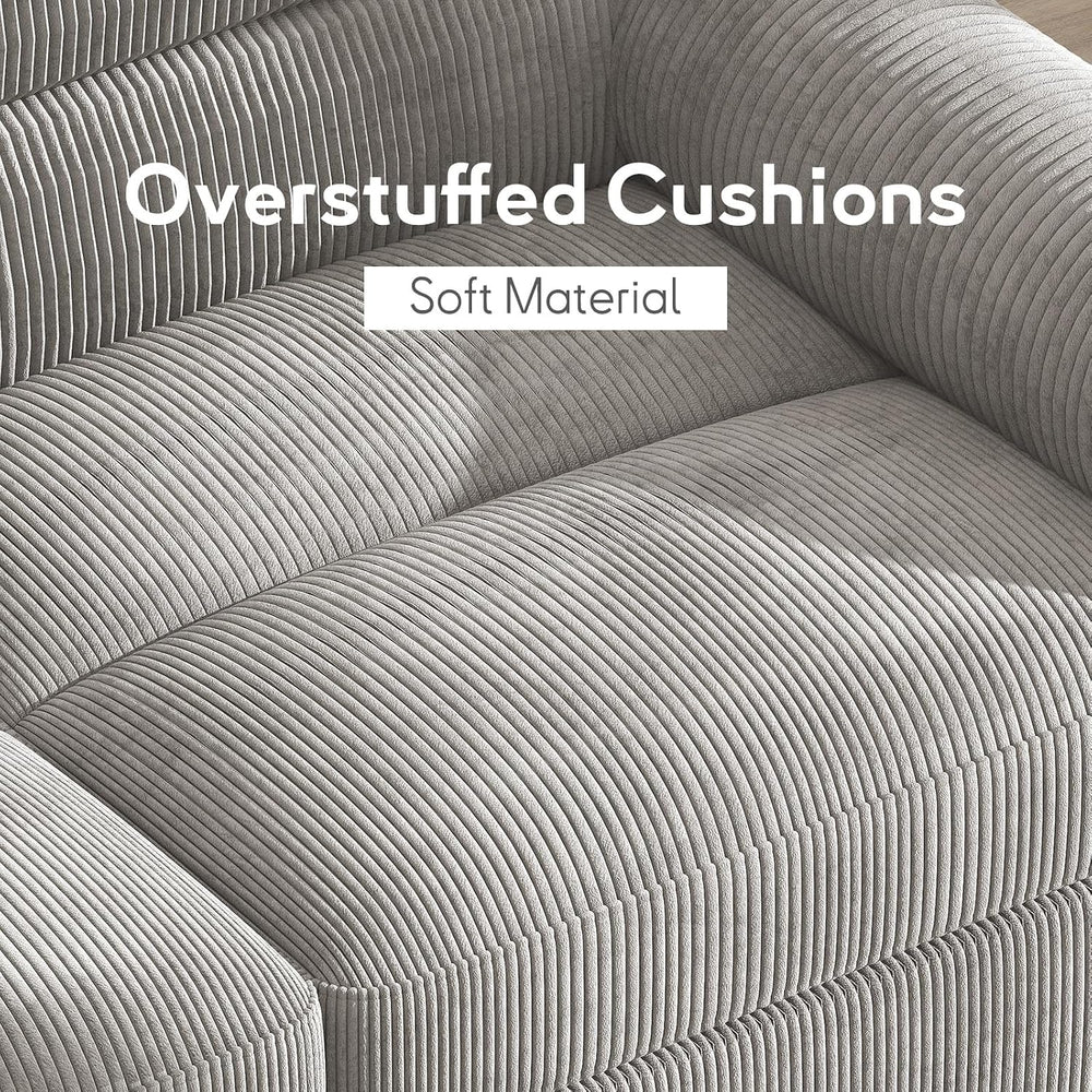 Bonzy Home Corduroy Couch Sets for Living Room, Light Gray