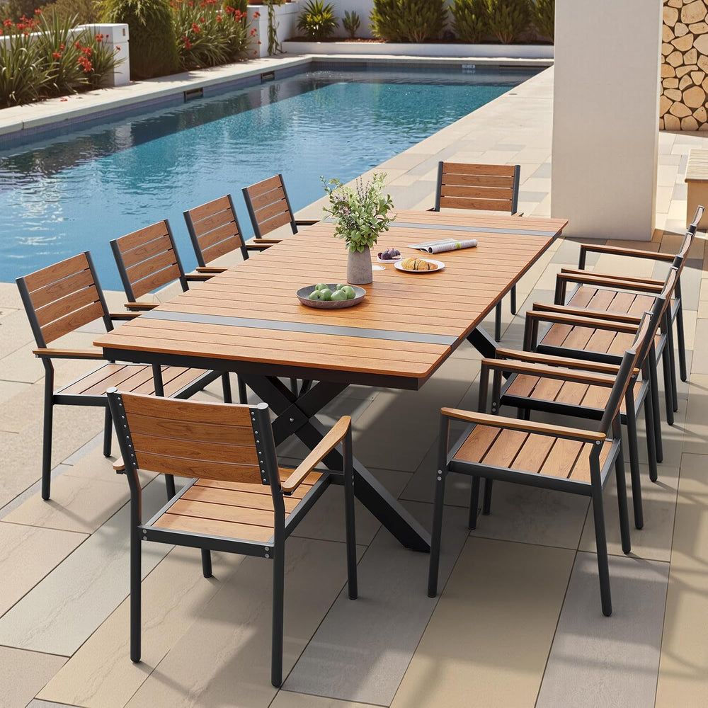Pellebant 11-Piece Outdoor Patio Dining Table Set for 10 Person