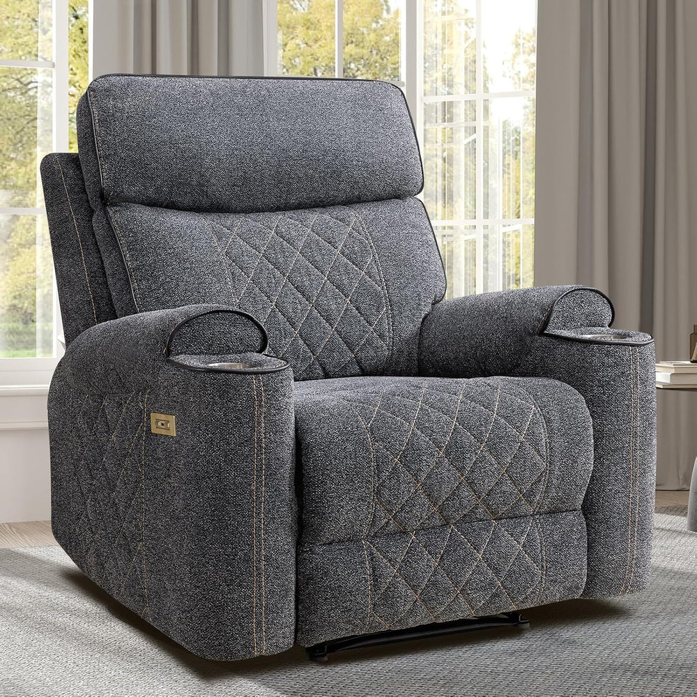 EBELLO Power Recliner Chair, Electric Fabric Reclining Sofa with Cup Holders,...