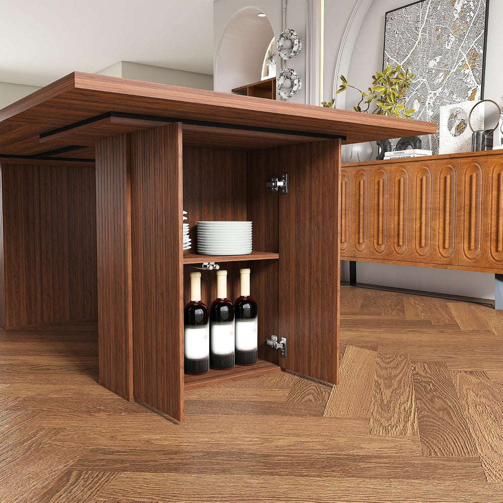 kevinplus78.74'' Rectangular Wood Dining Table with Hidden Storage Sp...