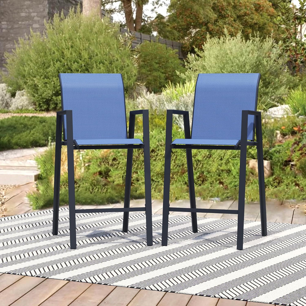 Outdoor Bar Stools Set of 2, 44'' Patio Bar Chairs with Textile High ...