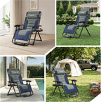 Amopatio XL Padded Zero Gravity Chairs Foldable Zero Gravity Lounge Chair Outdoor Portable Reclining Chair with Removable Cup Holder/Headrest/Footrest
