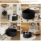 125L Extra Large Blanket Basket, 25" x 16", Jumbo Laundry Woven Baskets Decorative Home, Cotton Rope Basket with Handles, Baby Toy Baskets for Storage, Black