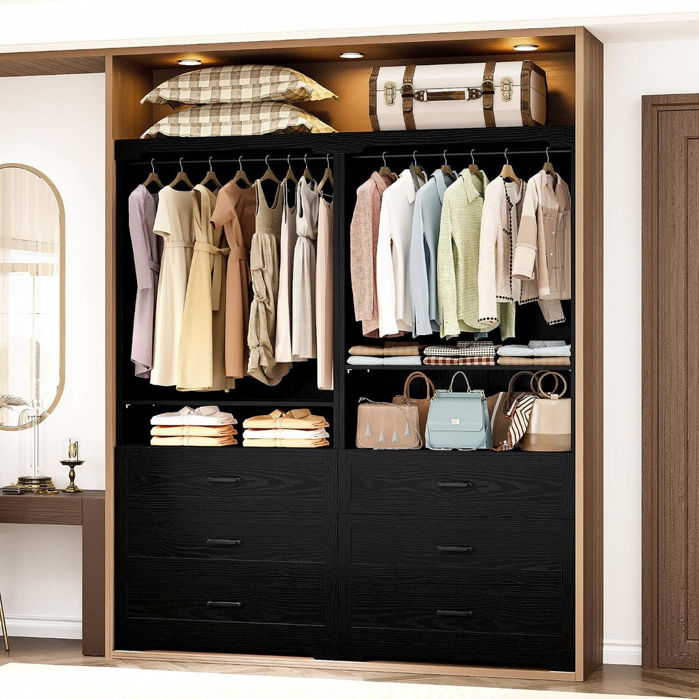 IRONCK Freestanding Closet System with Adjustable Shelves & 3 Drawers | M...