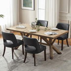 VKNOW Modern Dining Chairs Set of 4, Faux Leather Upholstered Dining Room Chair Kitchen Chairs, Farmhouse Dinner Chair for Kitchen Dining Room, Black