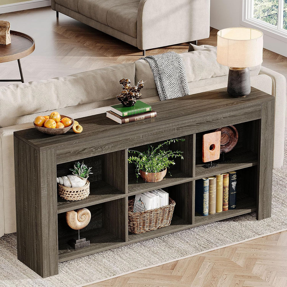 Tribesigns 63-Inch Long Sofa Console Table, Rustic Wood Entryway Table with 6...