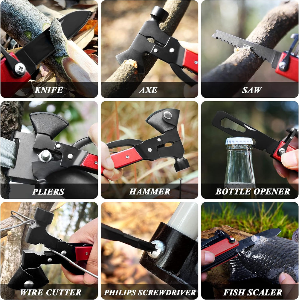 14-in-1 Multitool Camping Axe Hatchet – Essential Camping Gear with Knife, Ha...