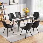 Yaheetech Dining Chairs Set of 6 Modern Upholstered Dining Room Chairs with Faux Leather Seat and Metal Legs for Home, Kitchen, Armless Design, Black