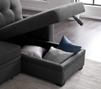 Devion Furniture Maison 4-in-1 Convertible L Shaped Couch with Pull Out Bed and Storage, Sectional Sleeper Sofa with Reversible Chaise for Living Room, Apartment, Bedroom, Office