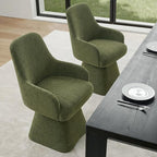 Swivel Dining Chair Set of 1, Mid Century Modern Chair Fabric Upholstered Armchair with Armrest & Ergonomic Backrest for Dining Room, Kitchen, Bedroom, Living Room, Green