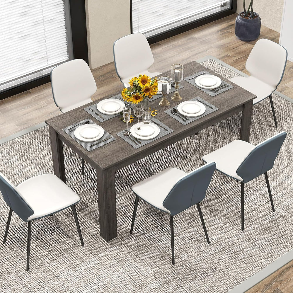 63“ Large Dining Table for 4-6 People, Rectangular Dining Room Table, Wooden ...