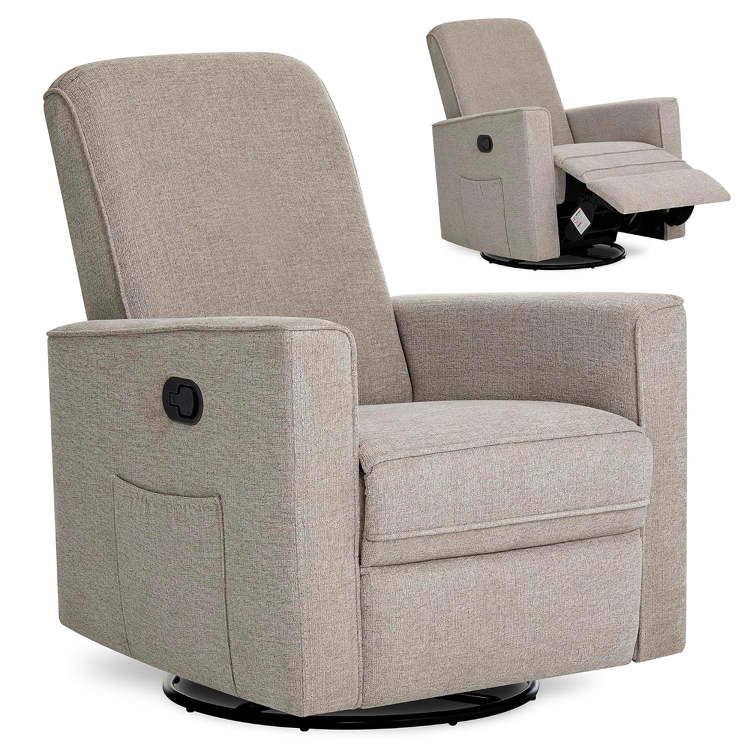 Evolur Raleigh Plus Nursery Glider Recliner, GREENGUARD Gold, Warm Sand