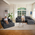 MAXYOYO Sectional Sofa Couch and Chaise Lounge, L Shaped Modern Cloud Couch with Ottoman, Comfy Sofa with Layered Cushion, Tufted Upholstered Sleeper Chair for Living Room, No Assembly Required, Grey